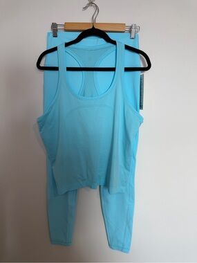 Lululemon Set! Cyan Blue Swiftly Racerback Tank (12, nwot) & Align Leggings (10)